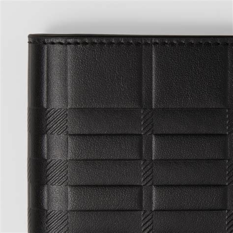 Embossed Check Bifold Wallet in Black 